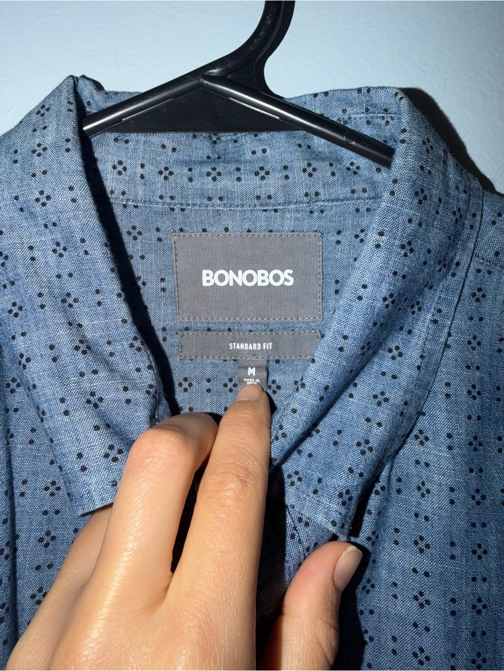 Bonobos Standard Fit Button Down Shirt Men’s Medium Blue Long Sleeve